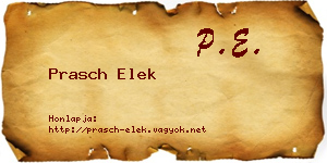 Prasch Elek névjegykártya
